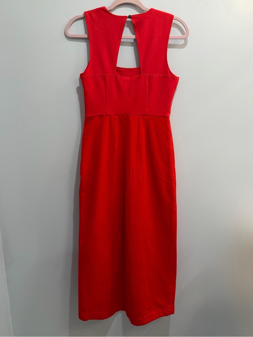 Anthropologie Maeve Red Square Neck Ruched Back Cutout Slit Maxi Dress Size 2 - Picture 11 of 13